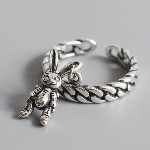 NEW 925 Sterling Silver Rabbit Adjustable Ring